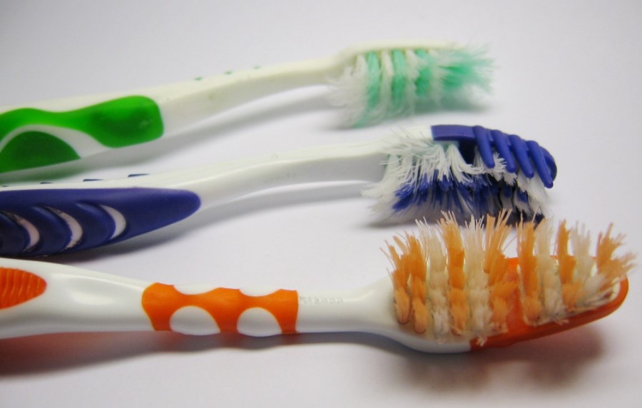 worn toothbrushes